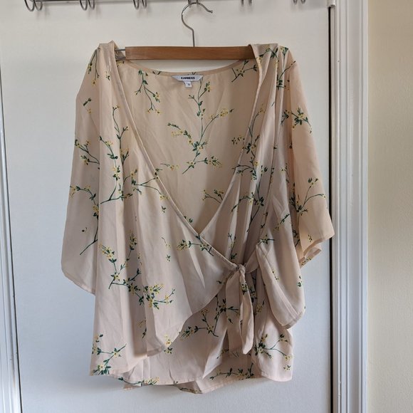 Floral Chiffon Wrap Shirt - Picture 2 of 7